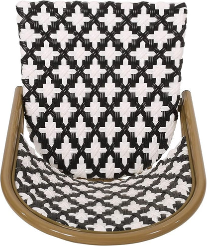 Christopher Knight Home Anastasia Outdoor French Bistro Chair (Set of 4), Black + White + Bamboo Print Finish
