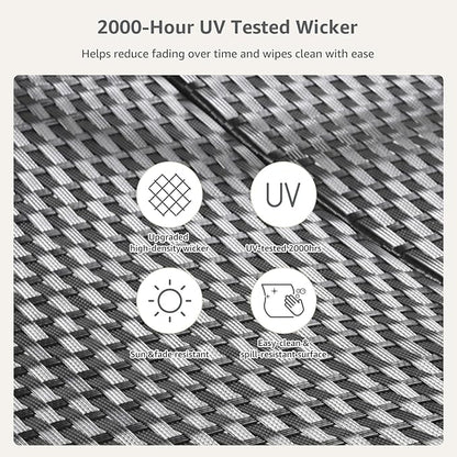 Set of 2 Black Outdoor Chaise Lounge Chairs, Wicker Patio Lounge Chairs with Adjustable Backrest and Armrests, Durable PE Rattan Pool Chair for Patio, Poolside and Garden