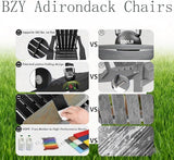 Folding Adirondack Outdoor Chairs HDPE Plastic Chair All Weather Cup Holder Black for Deck Backyard Patio Outdoor Garden - Photo 6