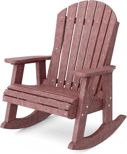 Wildridge Heritage Adirondack Rocking Chair, Cherrywood - Outdoor Weather Resistant HDPE Rocking Chair for Patio, Deck, Fire Pit