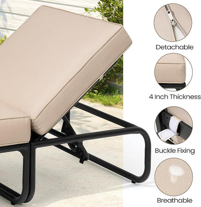 3PCS Aluminum Outdoor Furniture Sets with Cushion Patio Sectional Sofas with Adjustable Backsest, Patio Conversation Set for Pool, Backyard, Garden, Beige