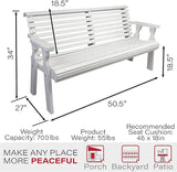 Amish Casual Heavy Duty 4 Foot Roll Back Outdoor Bench in White Stain - Amish Made in The USA from Treated Pine for - Photo 2