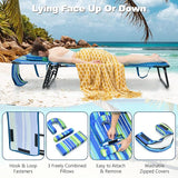 Giantex Tanning Chair, Folding Beach Chair, Adjustable Patio Lounge Chair with Face Hole, Removable Pillows, Carry Strap - Photo 6