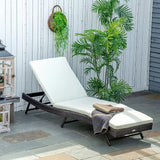 Outsunny Patio Chaise Lounge, Pool Chair with 5 Position Adjustable Backrest & Cushion - Photo 2