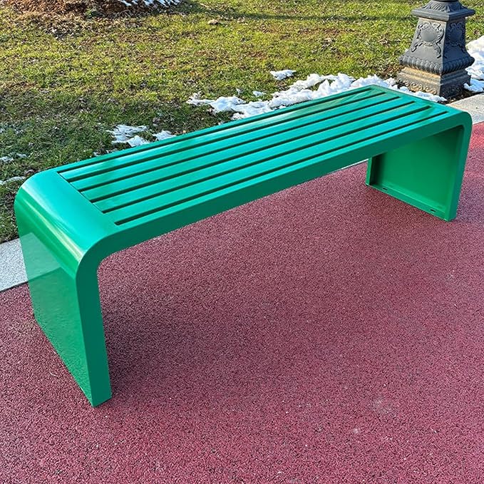 Modern Outdoor Benches Weatherproof Backless Front Porch Bench Metal Garden Benches for Outdoors Sturdy Steel Frame Patio Benches for Outdoors, Backyard, Lawn(Green,120cm(47.24in))