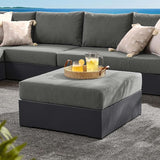 Modway Tahoe Aluminum Ottoman in Gray Charcoal with Weather-Resistant Cushion-Ideal as Outdoor Footstool - Photo 2