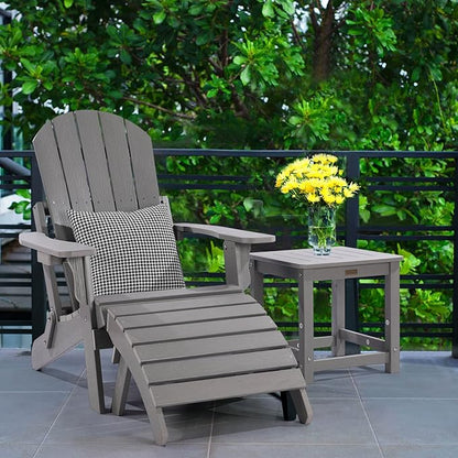 Adirondack Ottoman Set of 4, Plastic Folding Adirondack Footstool, All Weather Ottoman for Adirondack Chairs, Widely Used for Outdoor, Porch, Patio, Garden, Poolside, Fire Pits - Grey