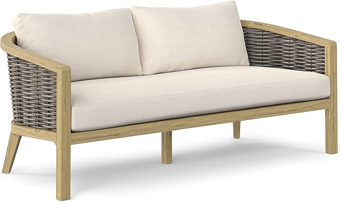 SIMPLIHOME Parkside SOLID ACACIA WOOD 70 inch Wide Rectangle Contemporary 4 Piece Outdoor Conversation Set in Natural - Photo 4