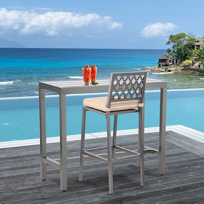 Outdoor Patio Counter Height Bar Table, 47" Rectangle for Patio, Garden, Yard, Balcony, Poolside (Grey, 47"L) - Photo 8