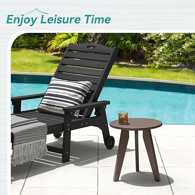 Outdoor Side Table, HDPS Outdoor Table, Small Round Side Table Weather-Resistant, Outdoor Side Tables for Patio, Porch - Photo 2