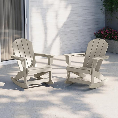 WestinTrends Malibu 2 Piece Set Outdoor/Patio Poly Adirondack Rocking Chairs (2 Seater), Sand