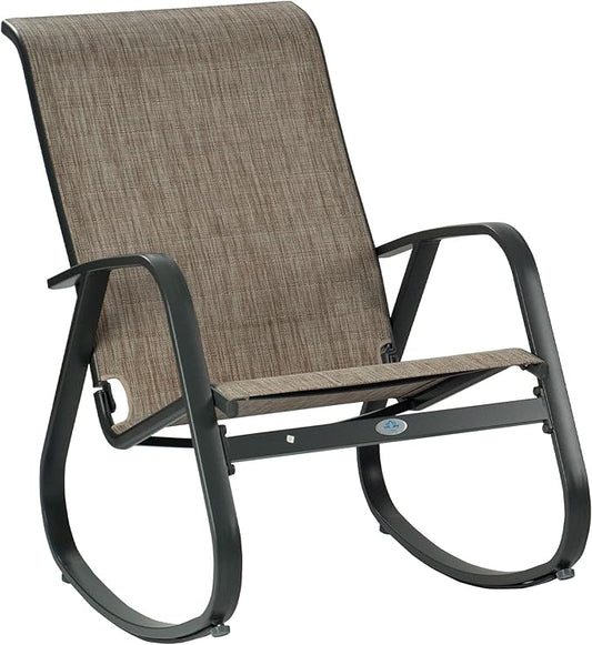 Kozyard Outdoor Patio Rocking Sling Chair, Powder Coated Aluminum Frame, Weather Resistant and Breathable Mesh Fabric for Patio, Porch, Yard, Garden (Beige, Chair)