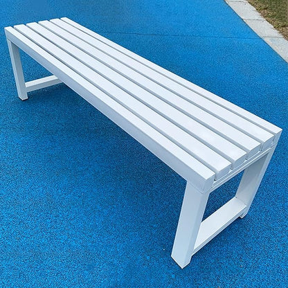 Outdoor Metal Garden Bench, 70.8in Slatted Patio Seating for Yard, Picnic & Porch Decor - Durable White Furniture for Park & Backyard Use