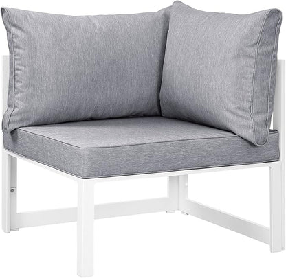 Modway Fortuna Aluminum Outdoor Patio Corner Chair in White Gray