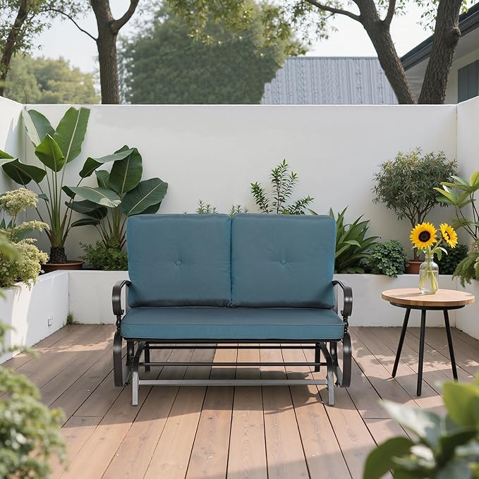 Outdoor Bench Patio Swing Glider Loveseat 2 Seats Rocking Chair - Photo 2