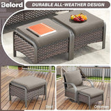 Belord 4 Pieces Wicker Patio Furniture Set Outdoor Patio Chairs with Ottomans All Weather Rattan Outdoor High Back Deep - Photo 8