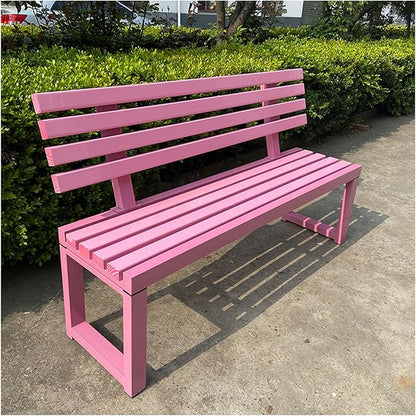 Outdoor Bench for Patio Metal Garden Bench with Armrests Weatherproof Durable Powder Coated Steel Frame Garden or Walking Path Seat for Porch Yard Lawn Deck Lawn Poolsides Park (Color : Pink, Size :