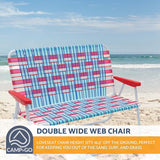 Camp & GO 16.5" High Seat Outdoor Double Wide Loveseat Web Folding Chair, Blue/Red - Photo 6