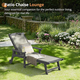 LUE BONA Chaise Lounge Chair Outdoor Set of 2, HDPS and HDPE Wicker Material - Photo 5