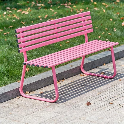 Outdoor Benches Weatherproof, Metal Bench Outdoor, Capable of Carrying 660 lbs, Suitable for Gardens, Parks, lawns, and courtyards(Pink)