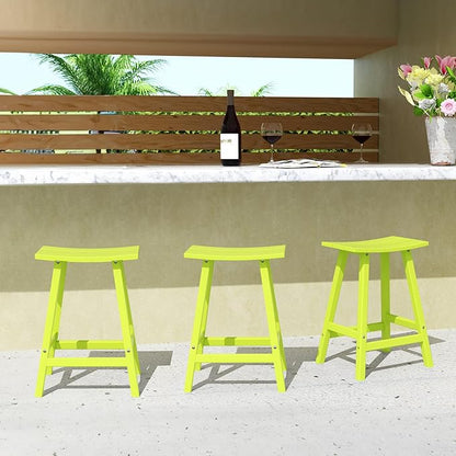 WestinTrends Malibu Malibu 24 Inch Counter High Saddle Stools (Set of 3), Lime