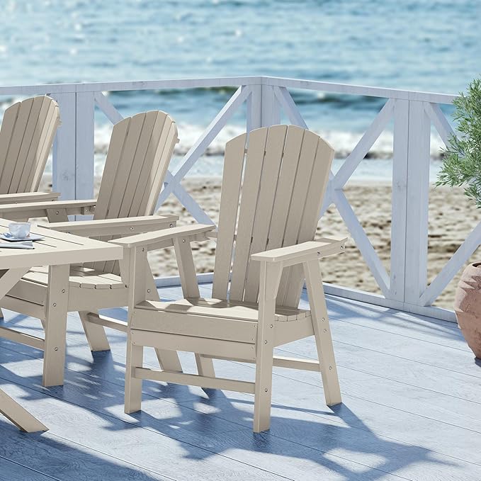 WestinTrends Dylan Outdoor Patio Shell-Back Adirondack Dining Chair Weather Resistant Sand