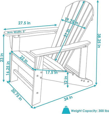 Sunnydaze All-Weather Upright Adirondack Chair - for Patio or Yard - 300-Pound Capacity - 38.25-Inch - Red