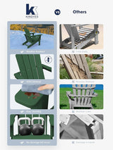 KINGYES Folding Adirondack Chair Set of 2, Dual Cup Holders & All-Weather HDPE, Wood-Like Patio Chair for Backyard - Photo 7