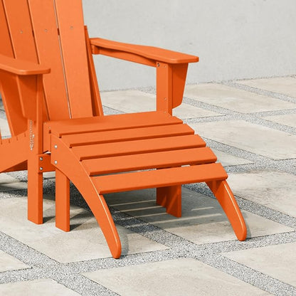 WestinTrends Outdoor Patio Adirondack Ottoman Foot Rest, All Weather Poly Lumber Foot Stool for Adirondack Chair, Widely Used for Outside Porch Pool Lawn Backyard, Orange