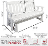 Amish Casual Heavy Duty 800 Lb Mission Pressure Treated Porch Glider (4 Foot, Semi-Solid White Stain) - Photo 2