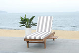 SAFAVIEH Outdoor Collection Newport Natural/ Grey & White Stripe Cushion Built-in Side Table Adjustable Chaise Lounge - Photo 9