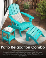 GREENVINES Folding-Adirondack-Chairs-Set-of-2 | HDPE Plastic | Fire Pit Chair | All Weather | Cup Holder | Aqua - Photo 6