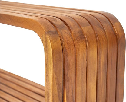 Christopher Knight Home Bruno Durable Acacia Wood Outdoor Coffee Table with Hollowed-Out Design, Slatted Patio Side Table, Versatile Patio Outdoor Furniture, No Assembly Needed, Teak