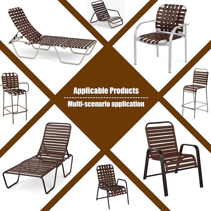 Vinyl Straps for Patio Chair Repair Kit 2'' Wide 10 Ft Long Replacement Straps + 10 Free Rivets for Outdoor Lawn - Photo 6