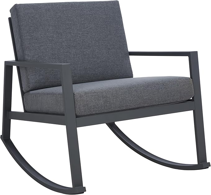 SAFAVIEH Outdoor Collection Cantor Grey/Grey Cushion Rocking Chair