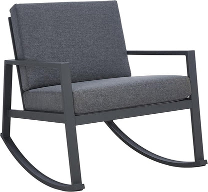 SAFAVIEH Outdoor Collection Cantor Grey/Grey Cushion Rocking Chair