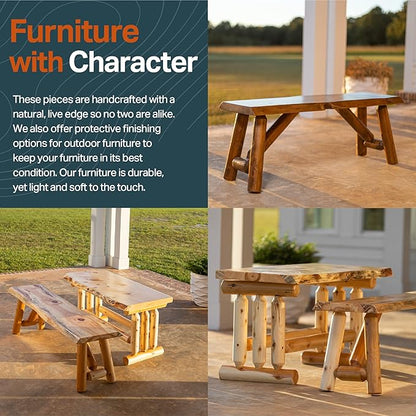 SRL Rustic Logwerks Indoor Bench — Pine & Cedar Wood Bench — Front Porch Decor — Live Edge Small Bench for Entryway, Garden & More — Handcrafted Wooden Bench — Rustic Furniture (36”, Indoor Clear)