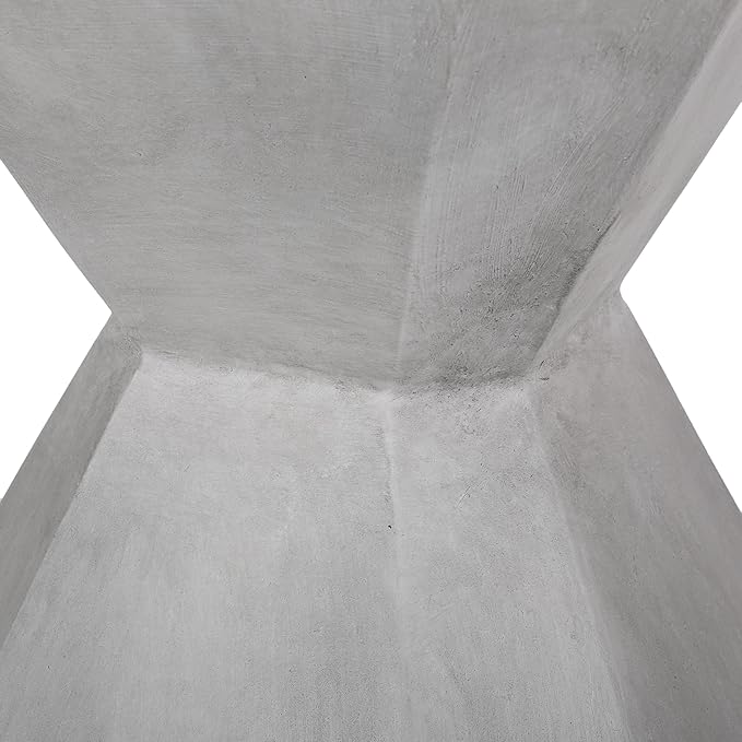 Outdoor Side Table Concrete End Table Faux Stone Small Coffee Tables, Garden Stool Plant Stand for Porch, Backyard Patio Silver-Octagonal