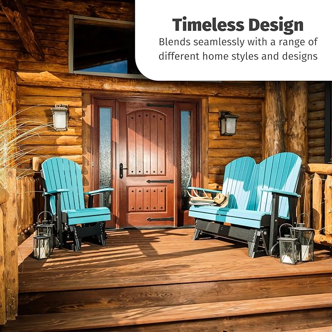 LuxCraft 2' Adirondack Glider Chair, Outdoor Patio Rocking Glider, Gliding Rocker for Outside (Lime Green & Black) - Photo 7