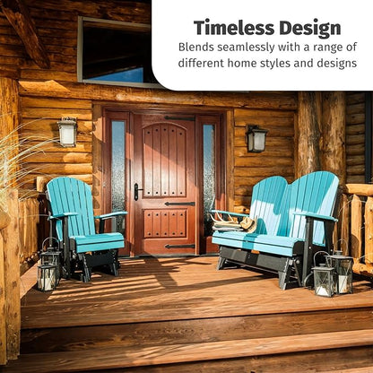 LuxCraft 2' Adirondack Glider Chair, Outdoor Patio Rocking Glider, Gliding Rocker for Outside (Lime Green & Black)