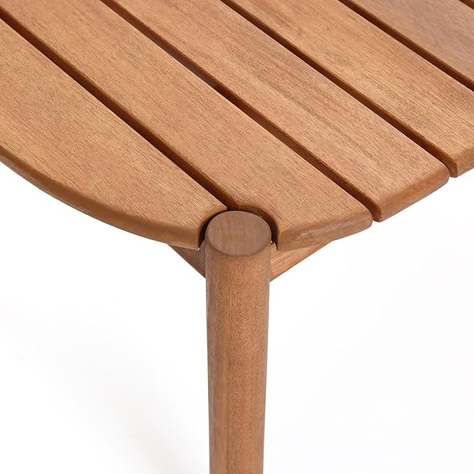 LuxenHome Outdoor Coffee Table, 39 Inch Natural Solid Wood Oval Coffee Tables, Long Patio Table Outdoor Furniture for Garden Backyard Porch Balcony & Deck