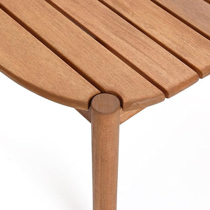 LuxenHome Outdoor Coffee Table, 39 Inch Natural Solid Wood Oval Coffee Tables, Long Patio Table Outdoor Furniture for Garden Backyard Porch Balcony & Deck