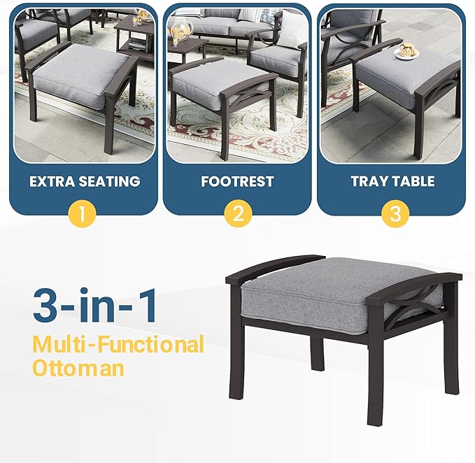 RoyalCraft Outdoor Patio Furniture Set, 7 Seats Outdoor Patio Set with 4" Thick Cushion - Photo 7