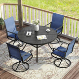 VICLLAX 40.6" Round Patio Table with Umbrella Hole, All Weather Metal Outdoor Dining Table for 4 - Photo 3
