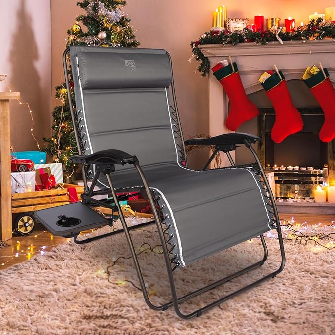 Timber Ridge Oversized Zero Gravity Chair, 33In Wide XXL Zero Gravity Reclining Chair with Side Table - Photo 2