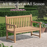 Outdoor Teak Bench, Park Bench for 2 People, Ergonomic Patio Seating, Weather-Resistant and Durable Design - Photo 3