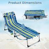 Goplus Tanning Chair with Face Arm Holes, Portable Sunbathing Chair w/4-Level Backrest, Head Pillow - Photo 3