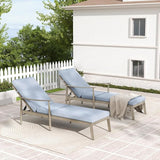 HAPPATIO Outdoor Chaise Lounge Chair Set of 2, Aluminum Pool Chair with Adjustable Backrest and Cushion, Curved Armrest - Photo 7