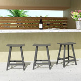 WestinTrends Malibu Malibu 24 Inch Counter High Saddle Stools (Set of 3), Gray - Photo 2