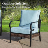 Outdoor Patio Leg Sofa Chairs Set of 2 Steel Frame Porch Furniture with Deep Seating and 5.75" Cushions for Lawn - Photo 8